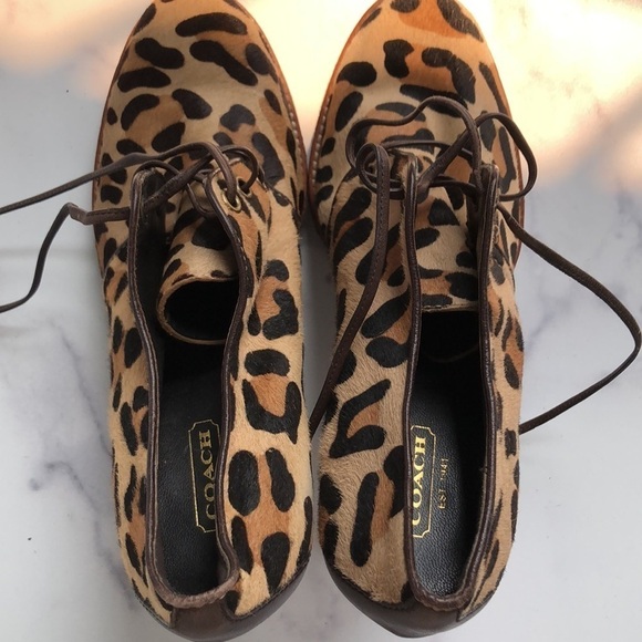 Coach Leopard Calf Hair Tullah Heels Booties Size 8.5B - Picture 10 of 14